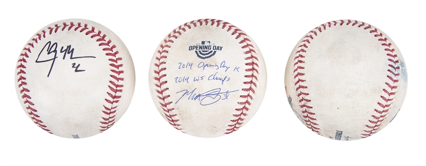 Lot of (3) MLB Future Hall of Fame Pitchers Game Used & Signed OML Baseball Collection Including Max Scherzer, Clayton Kershaw and Justin Verlander (MLB Authenticated & JSA)
